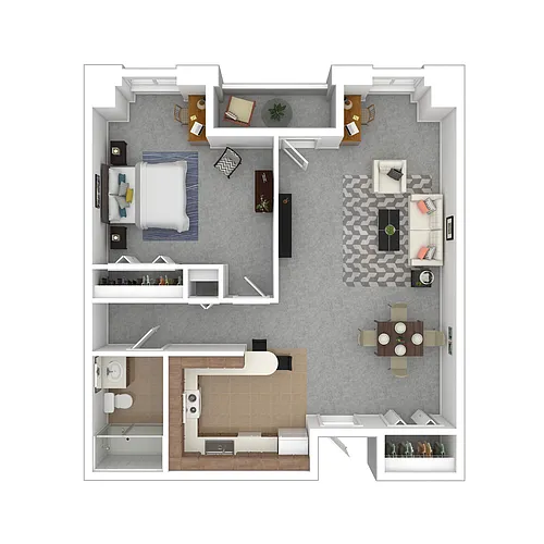 Floor plan One Bedroom Center
