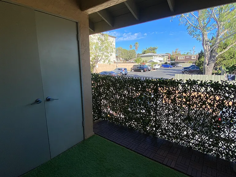 Patio with Washing Machine and Dryer and Storage