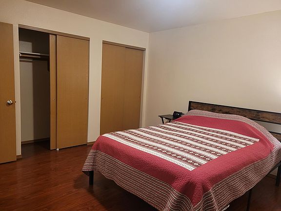 Master bedroom with two large closets.