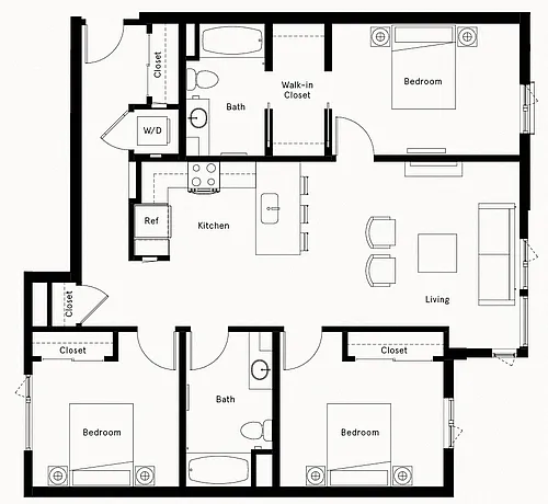 Floor plan 3 Bed/2 Bath-A2