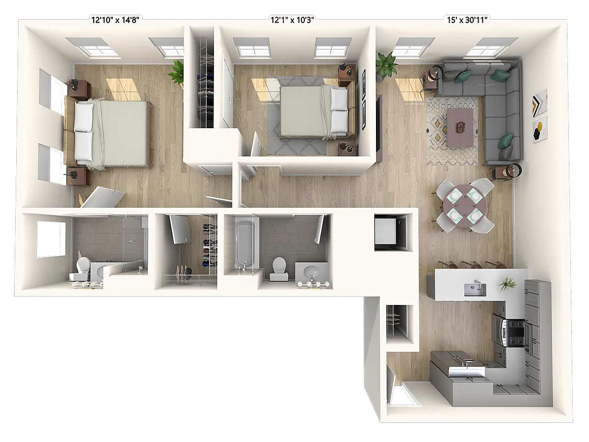 Floor plan B4 | 2 Bed | 2 Bath