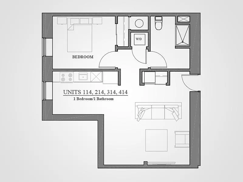 Floor plan 1 bed - Type J