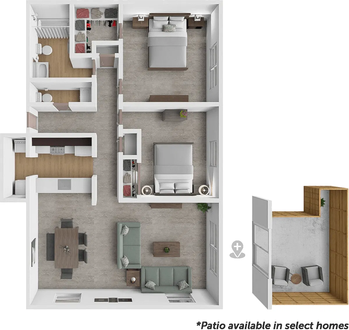 Floor plan 2bd 1.5bth garden
