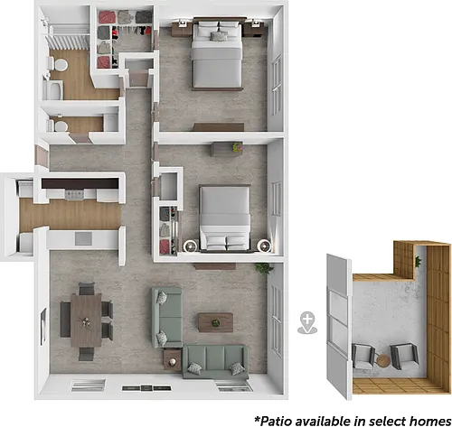 Floor plan 2bd 1.5bth garden