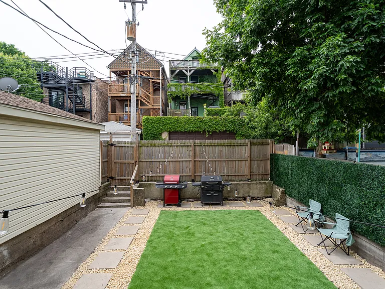 Community patio direct access from studio unit. With grilling, furniture, gas and dim lights for the evening. Beautiful gas fireplace will also be installed before move-in.