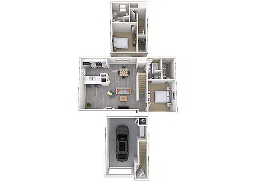Floor plan Carriage Home 2x2 1187 SF