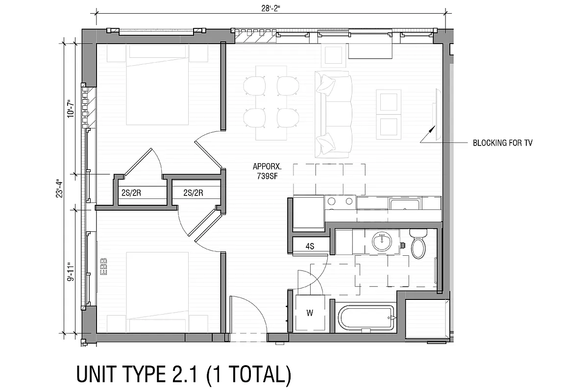 Floor plan 2 Bedroom 1 Bath