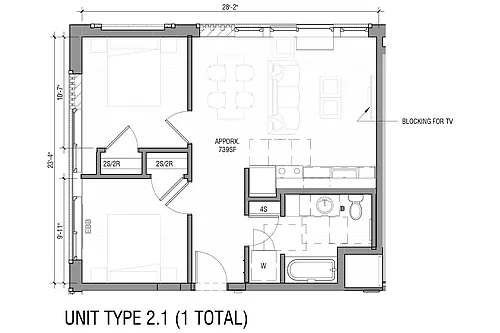 Floor plan 2 Bedroom 1 Bath