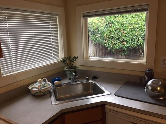 Two kitchen windows above the corner sink (there's one more window in the kitchen)