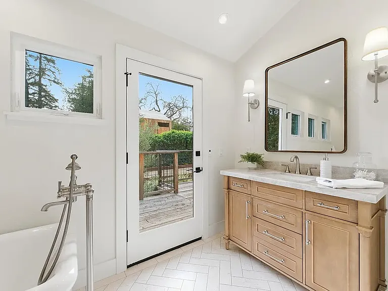 master bath, backyard -French door deck access