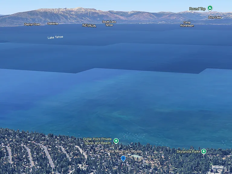Google Earth View showing the location of the Solar Mountain House at Dollar Point