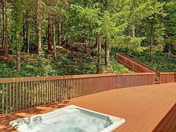 Huge deck and sunken hot tub