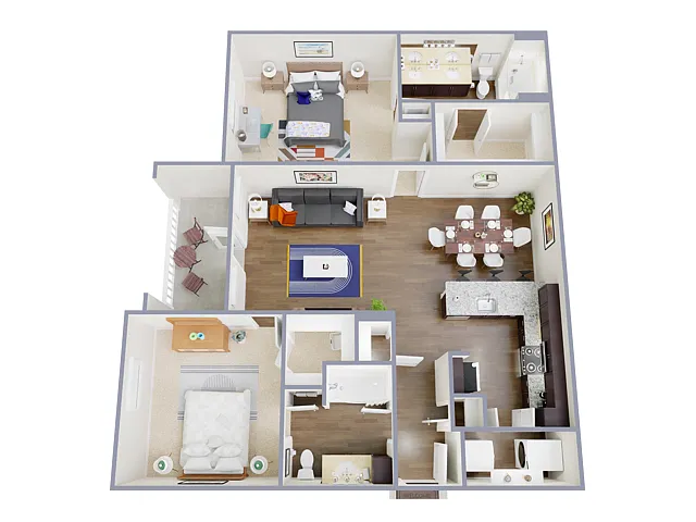 Floor plan 2 Bed, 2 Bath C (140% Income Restricted)