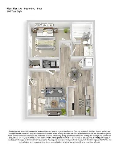 Floor plan 1x1 Upgraded