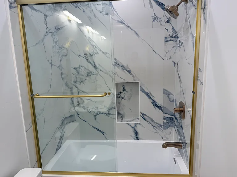 Upstairs bathroom custom shower