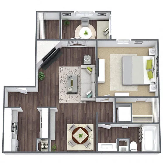 Floor plan A3: 1 Bed 1 + S