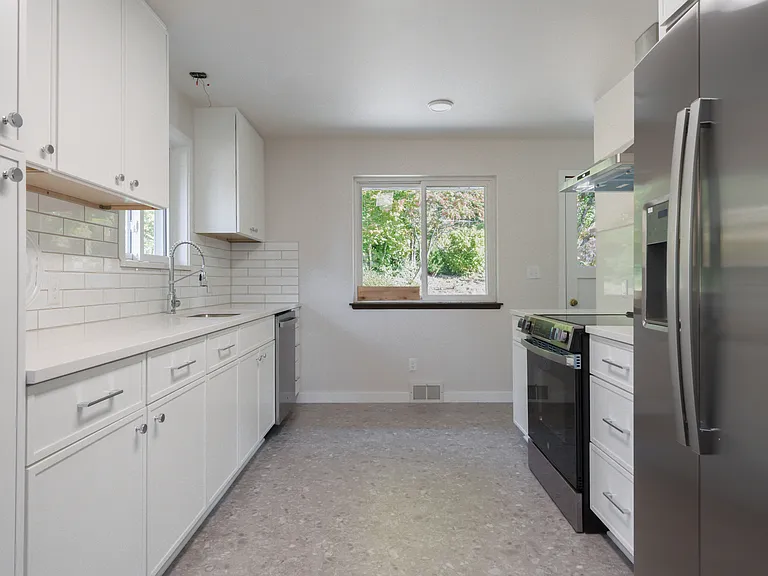 Kitchen with stainless steel appliances