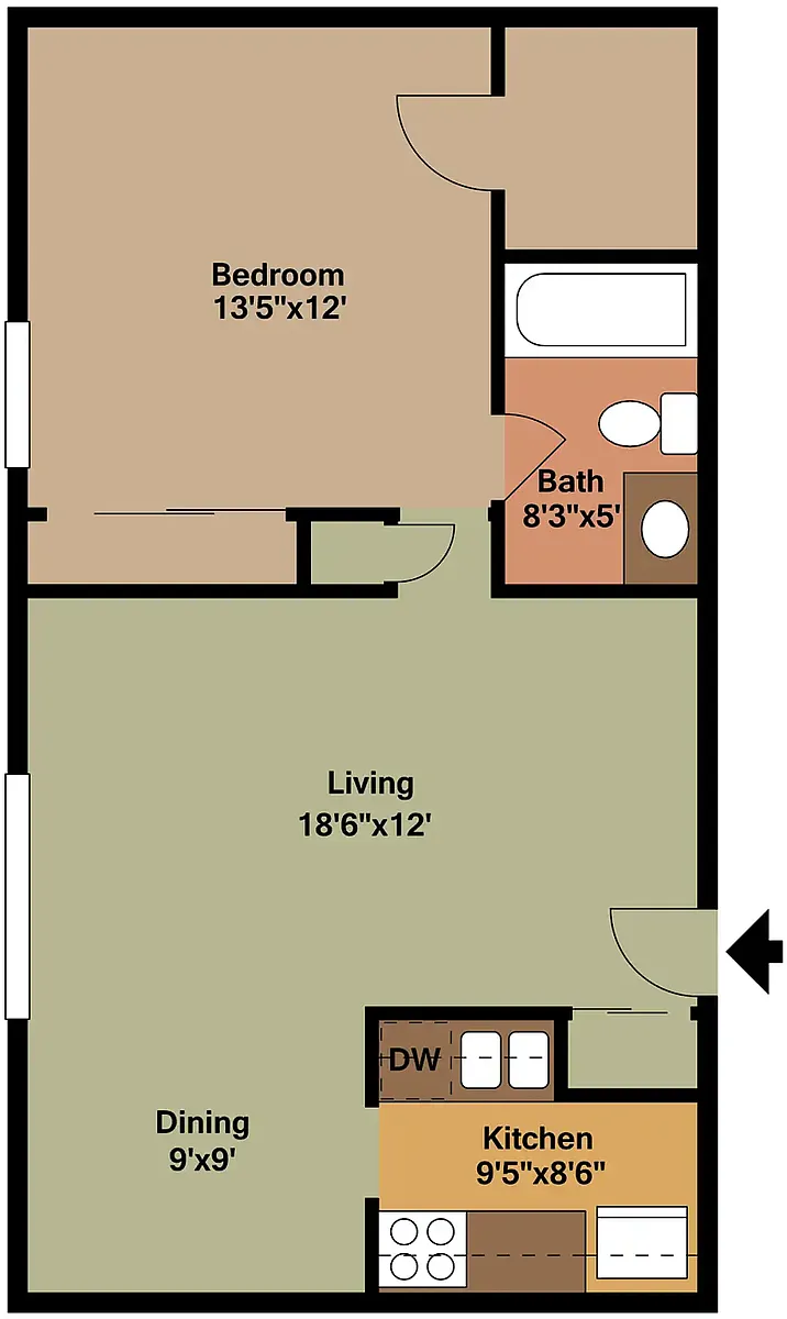 Floor plan 1 bedroom