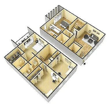 Floor plan Three Bedroom Two and A Half Bath Townhouse