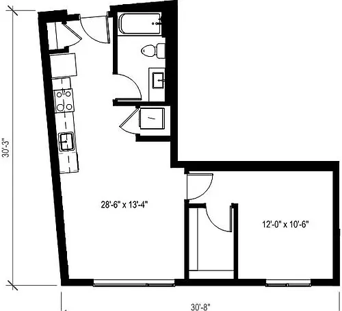 Floor plan 1 Bed/1 Bath-A15.1