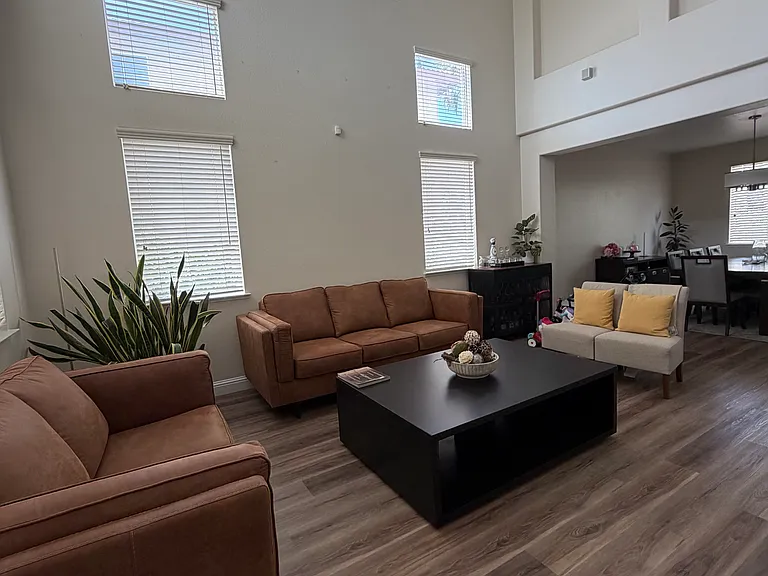 High ceiling living room