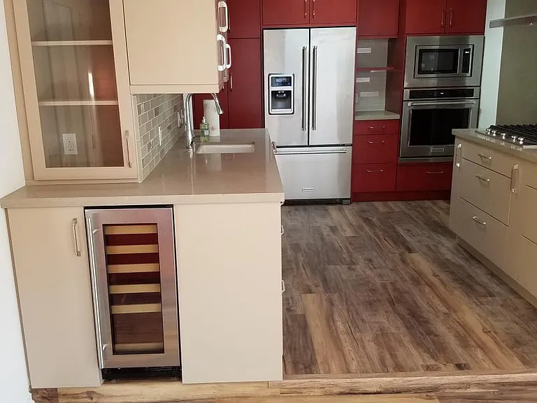 View of kitchen and wine cooler