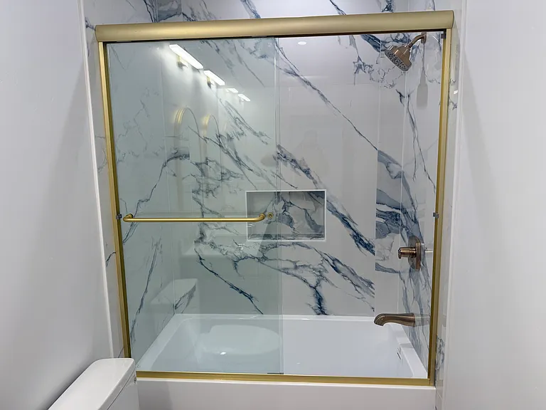 Upstairs bathroom custom shower