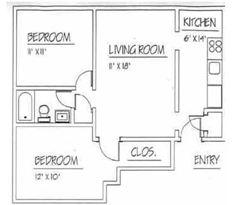 Floor plan Two Bed Reno