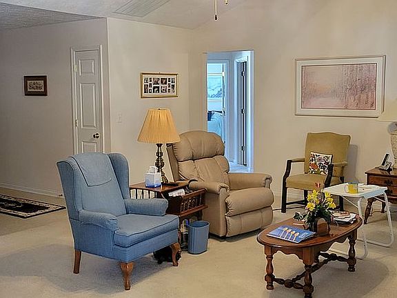 Living room with cathedral ceiling