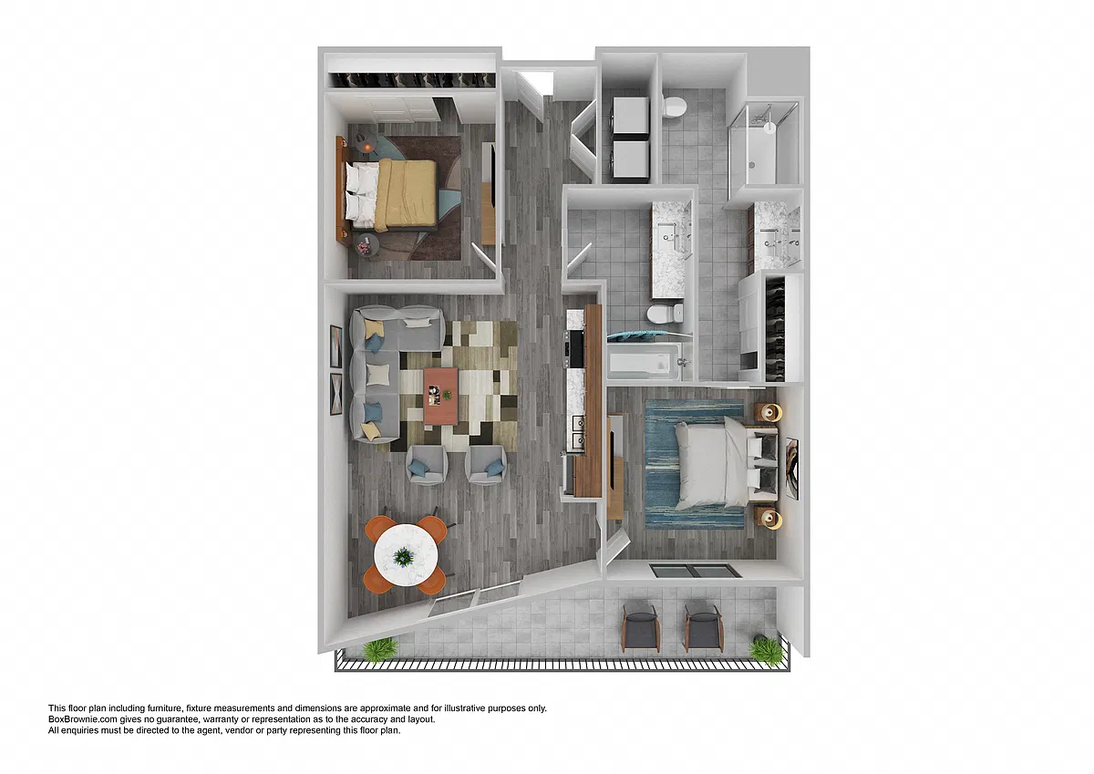 Floor plan 2 Bedroom 2 Bathroom H (West Facing)