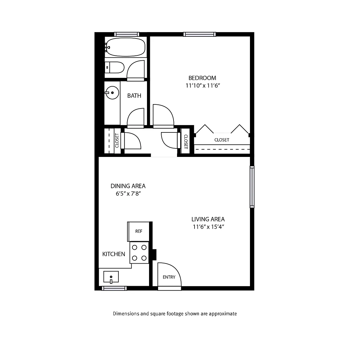 Floor plan 1 Bedroom / 1 Bath