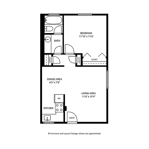 Floor plan 1 Bedroom / 1 Bath
