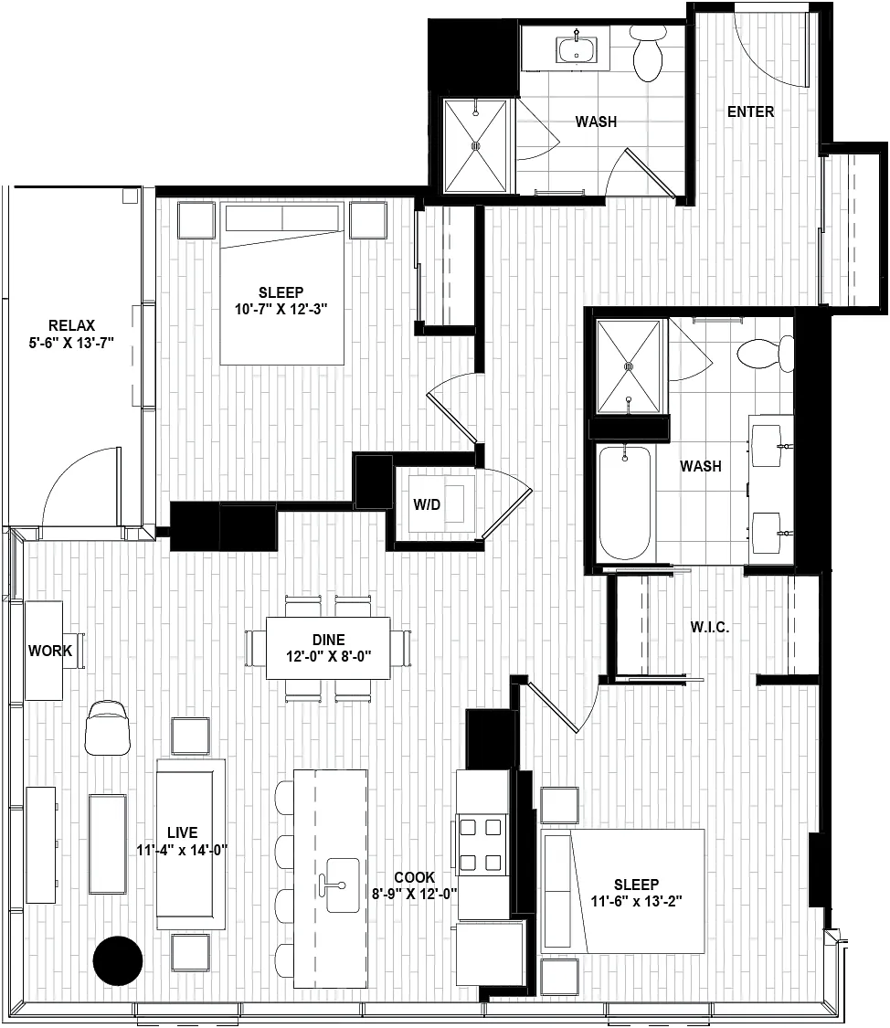 Floor plan Two Bed 12