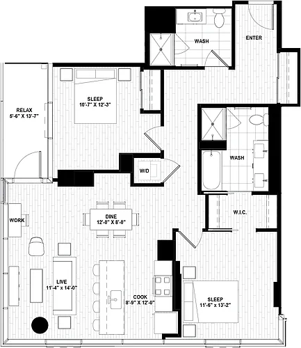 Floor plan Two Bed 12