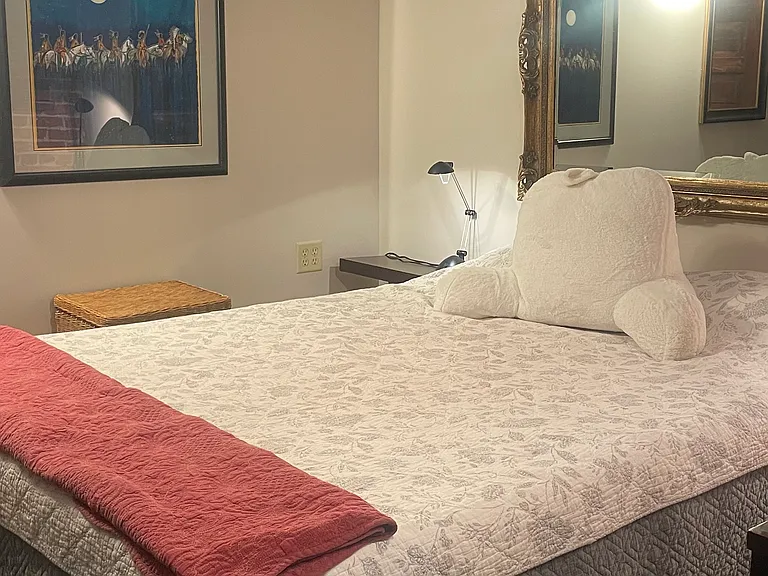 New Queen-size mattress with cotton linens.