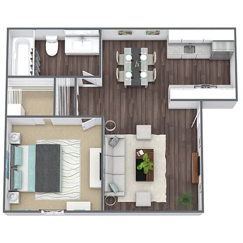 Floor plan A1: 1 Bed 1 Bath