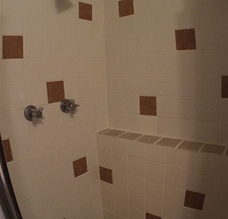 inside of shower on lower level