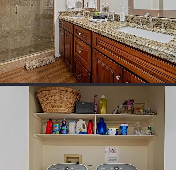Laundry room and second bedroom bathroom
