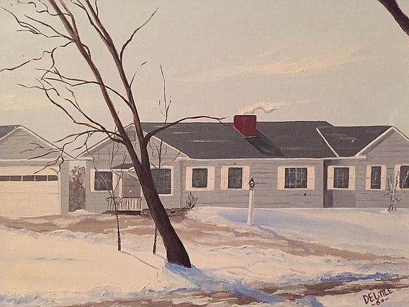 Painting of home in hall