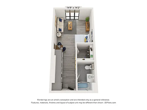 Floor plan Studio w 1 Month FREE rent on 1700