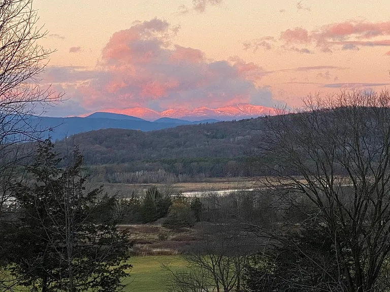 Morning sun reflecting off the Adirondacks