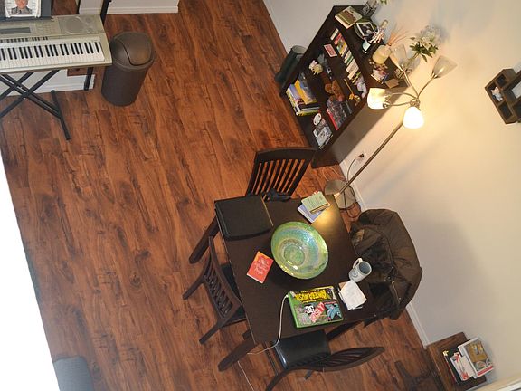 Living area as seen from upstairs loft.