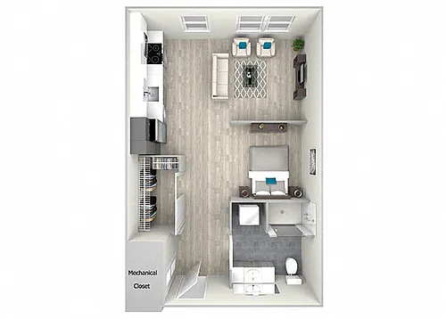 Floor plan 78dS1 Studio One Bath
