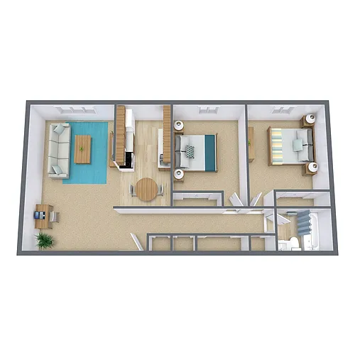 Floor plan Two Bedroom 21B