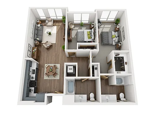 Floor plan Two Bedroom B2E-CL1