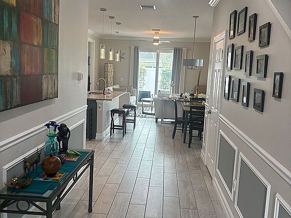 Foyer looking to living area