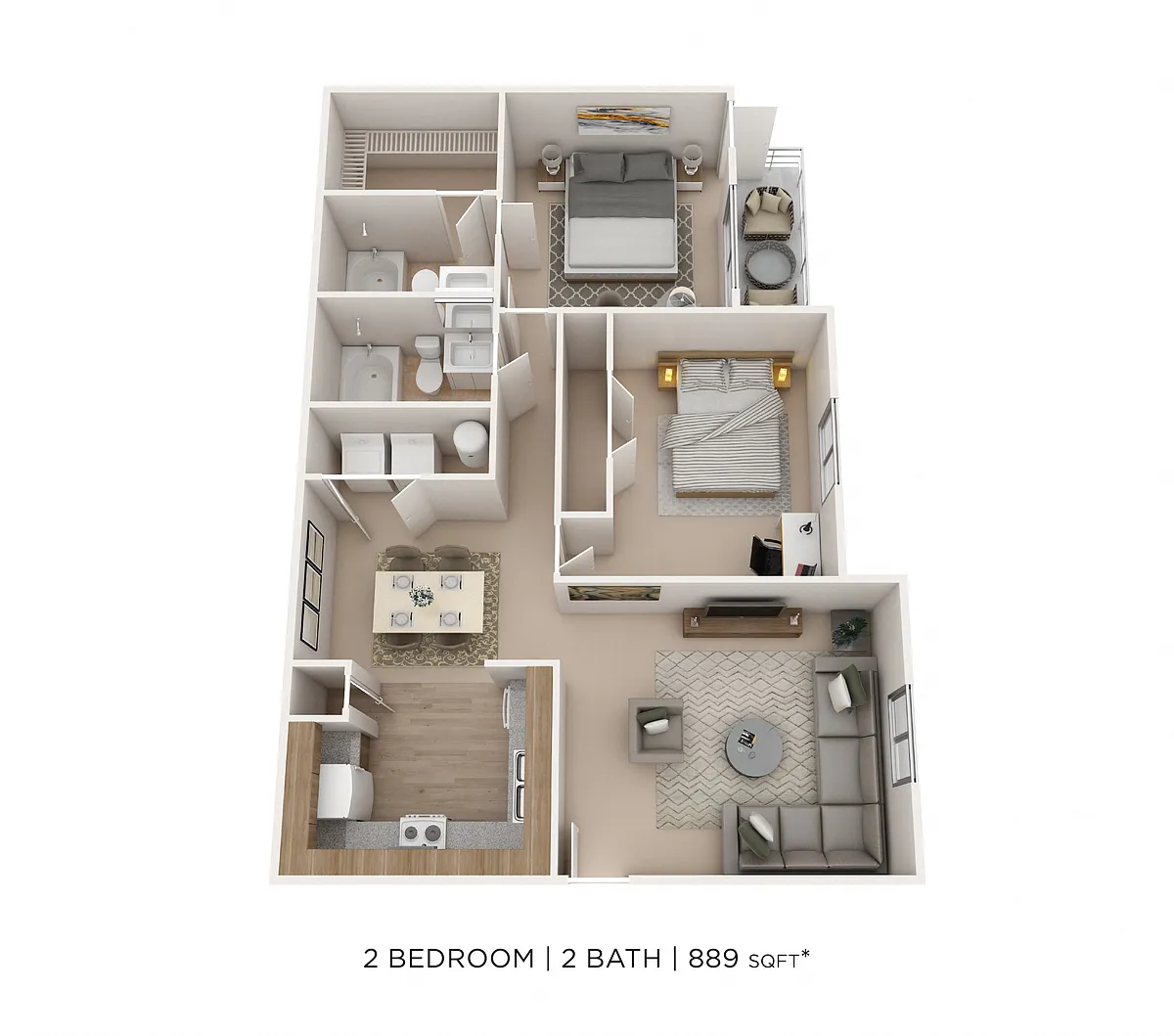 Floor plan Two Bedroom 2 Bath