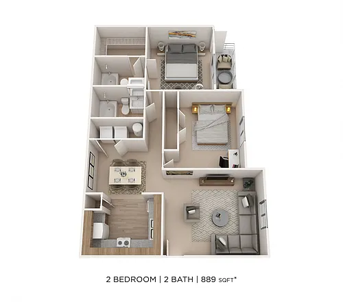 Floor plan Two Bedroom 2 Bath
