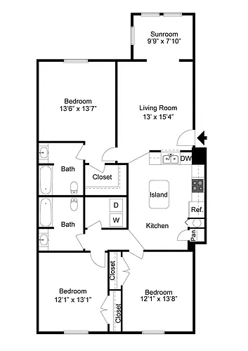 Floor plan Three Bedroom