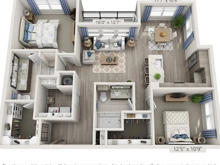 Floor plans are artist's rendering. All dimensions are approximate. Actual product and specifications may vary in dimension or detail. Not all features are available in every apartment. Prices and availability are subject to change. Floor plans are artist